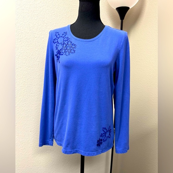 Liz Claiborne Tops - Liz Claiborne Blue Embroidered & Beading  Women's Top Size Large